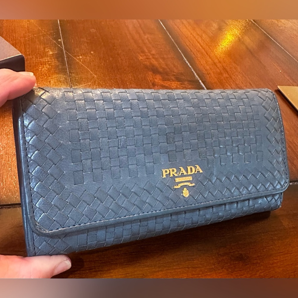 RARE PRADA! Amazing denim blue wallet- comes with box!! Can be crossbody!